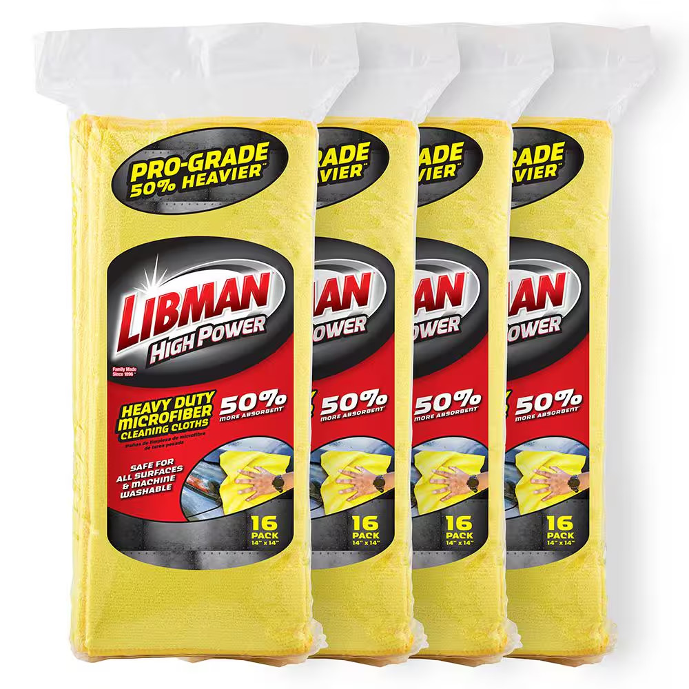 14 In. X 14 In. High Power Pro-Grade Heavy-Duty Microfiber Cloth Towels (64-Pack