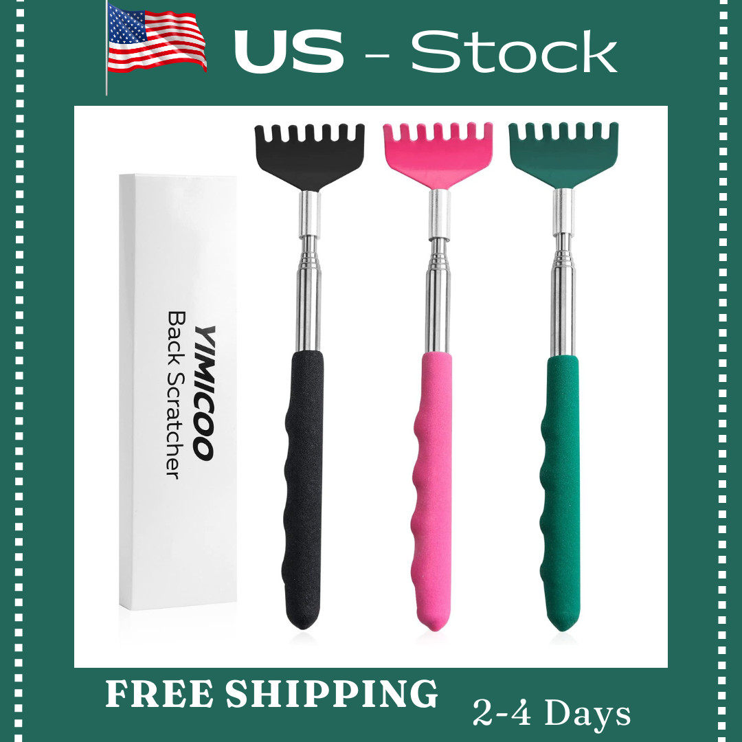 3 Pack Extendable Back Scratcher, Stainless Steel Portable Telescoping Back S...