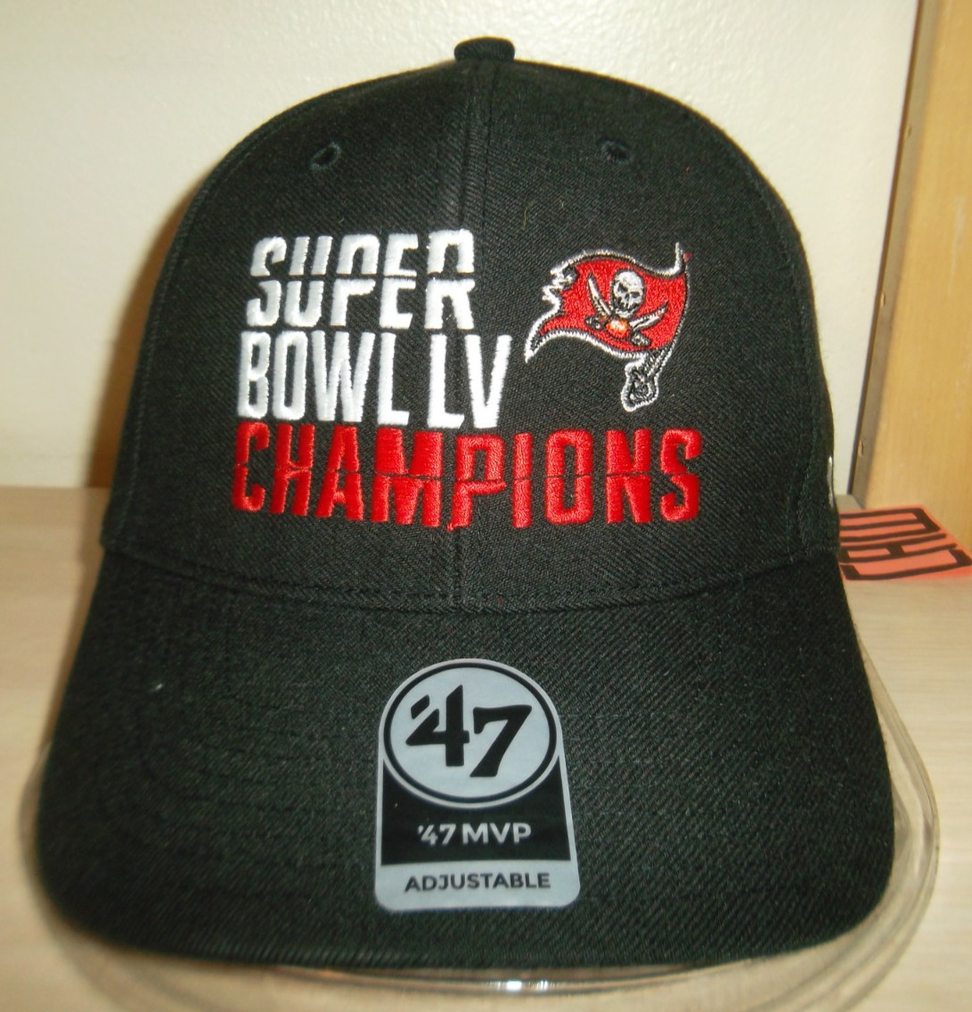 TAMPA BAY BUCCANEERS BASEBALL HAT 47 BRAND MVP ADJ/BLACK/SUPER BOWL LV CHAMPIONS