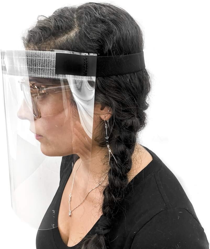 Flowfold Face Shields -- Case of 100 Protective Face Shields, Clear Plastic