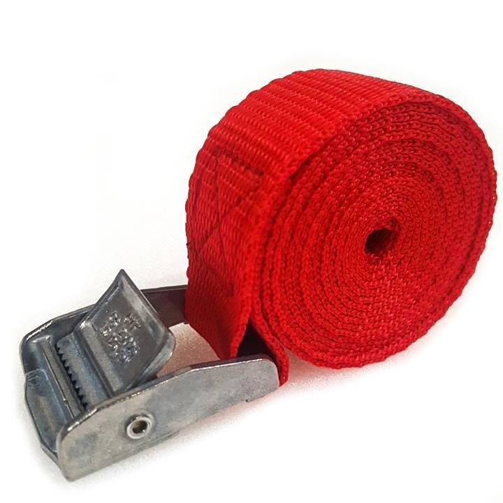 1 Buckled Straps 25mm Cam Buckle 1.5 meters Long Heavy Duty Load Securing Red