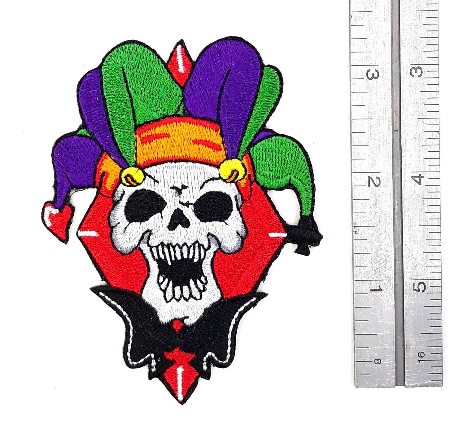Jester -Skull Iron On Sew On Embroidered Patch 2 5/8"X 3 1/2"