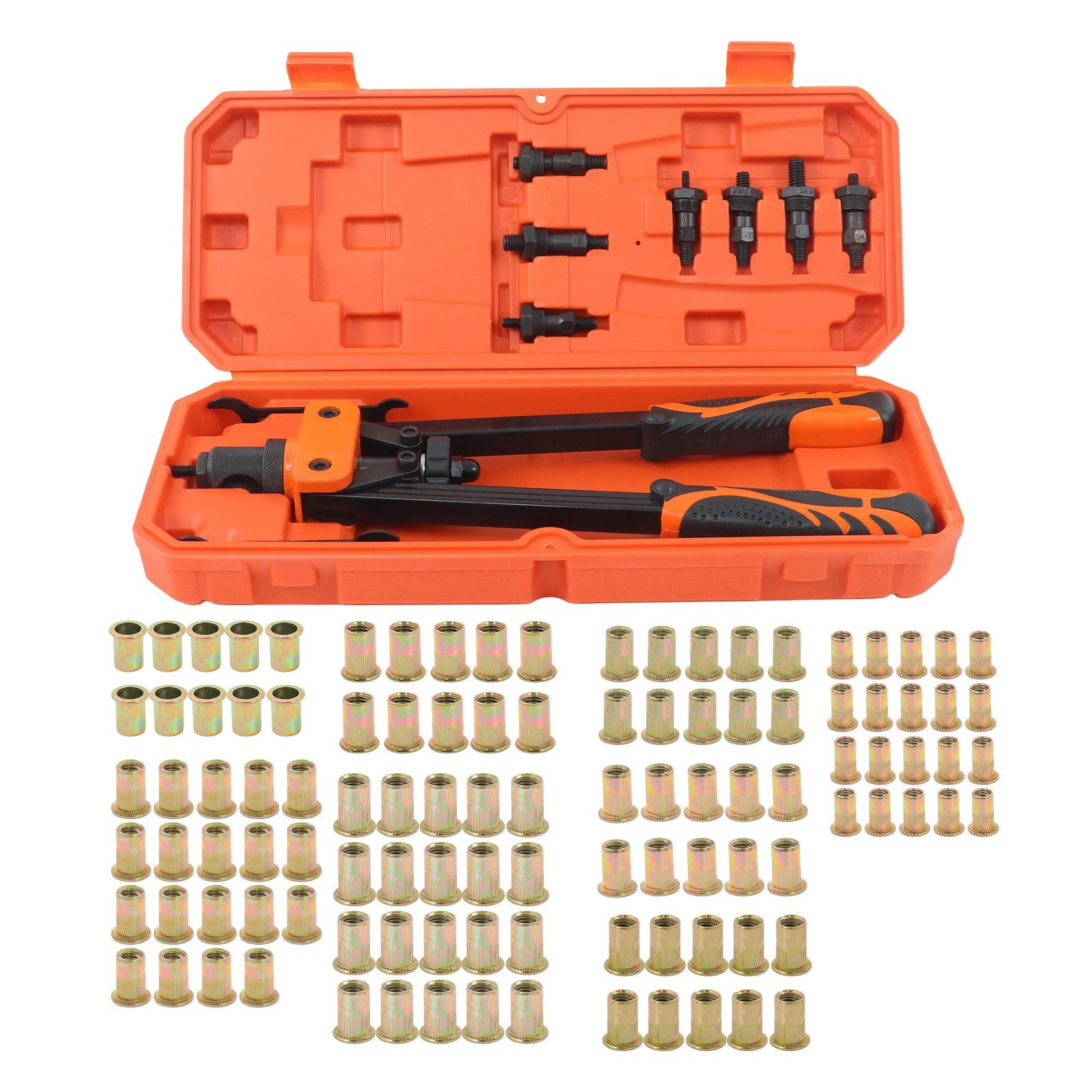 14" Rivnut Tool with 7 Metric & Inch Mandrels, 70Pcs Rivnuts Assortment Kit