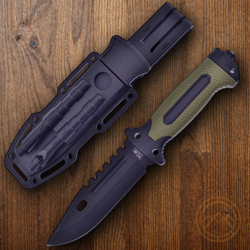 Frost Cutlery Fixed Knife 5¼" 420 Steel Blade Black/Green Plastic/Rubber Handle