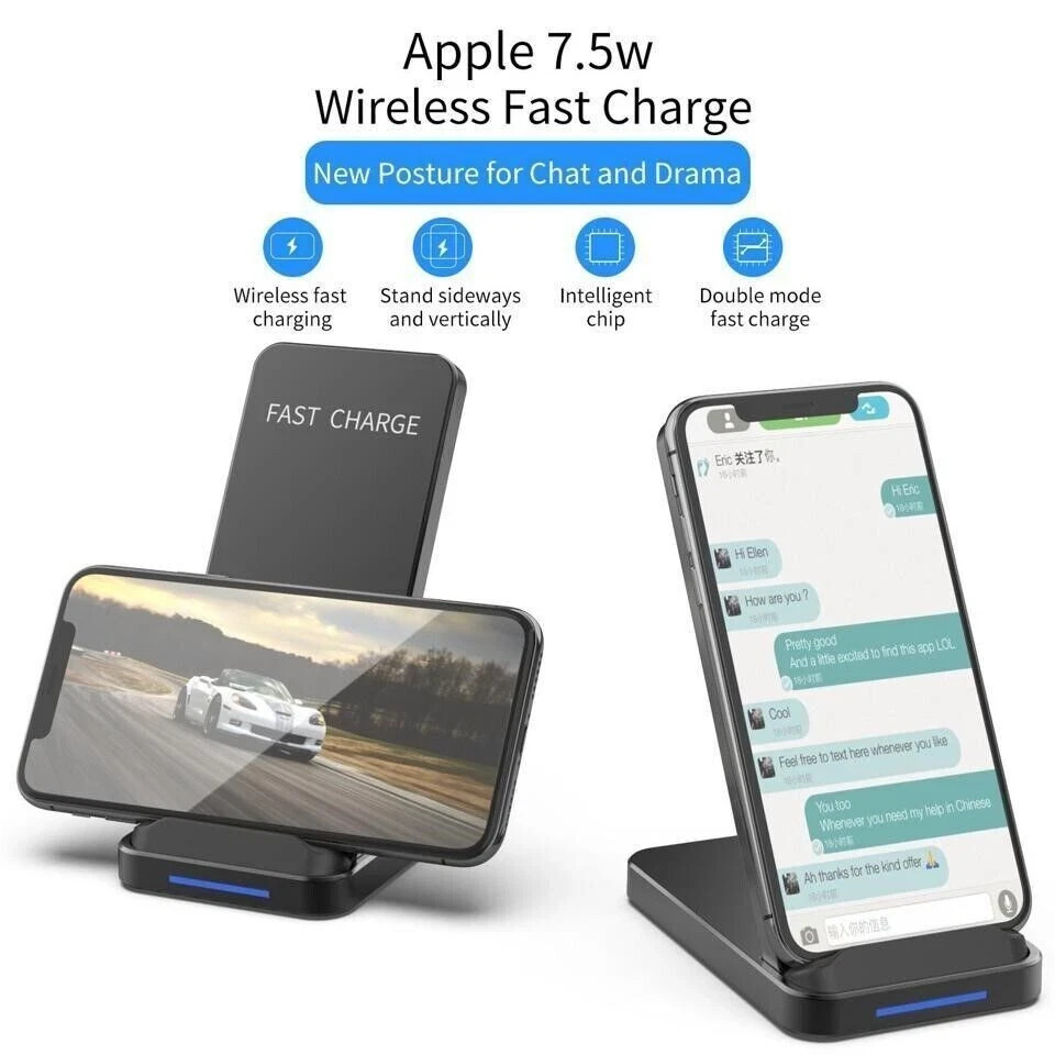 Wireless Fast Charger Charging Stand Dock For Samsung Galaxy iPhone Mobile