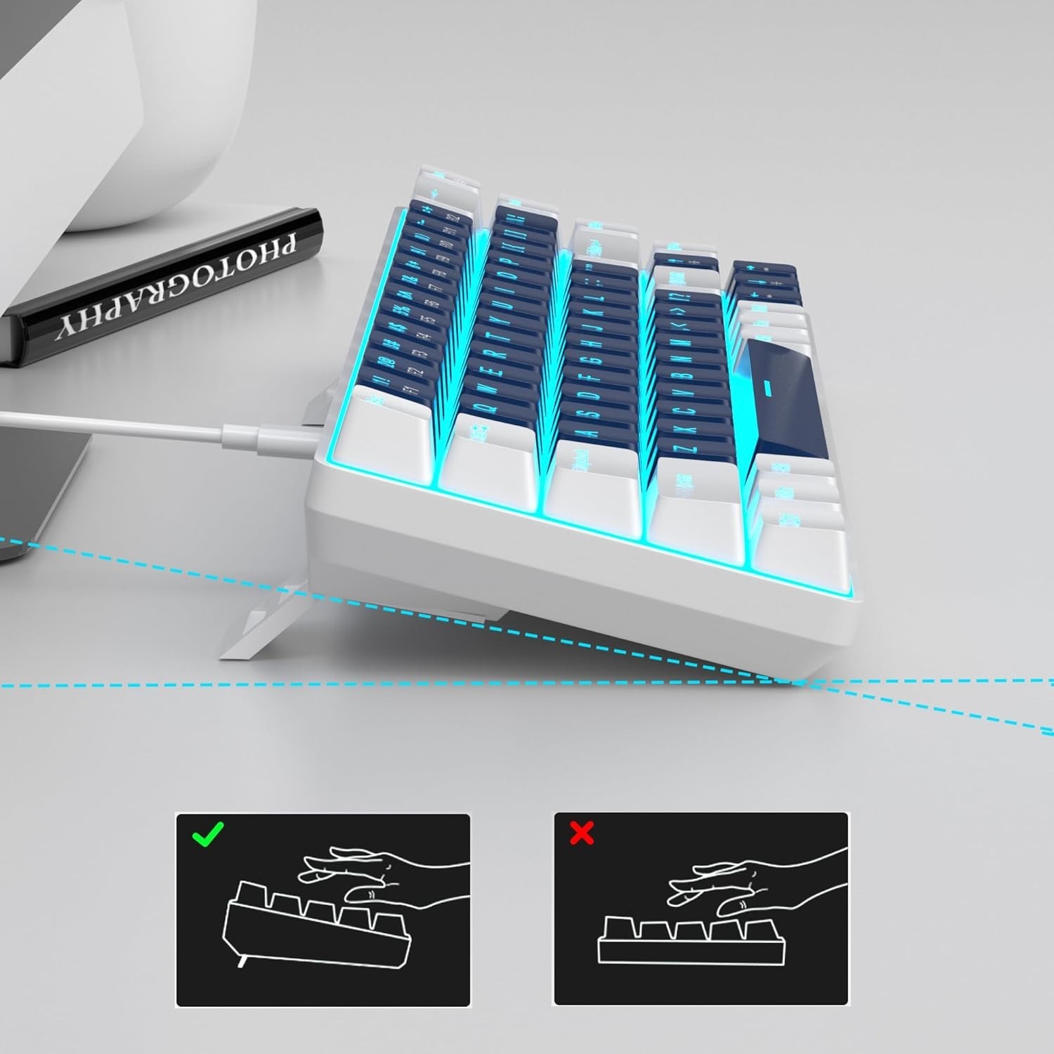 68 Keys Ergonomic Mechanical Keyboard with Blue Switch - Ideal for Gaming