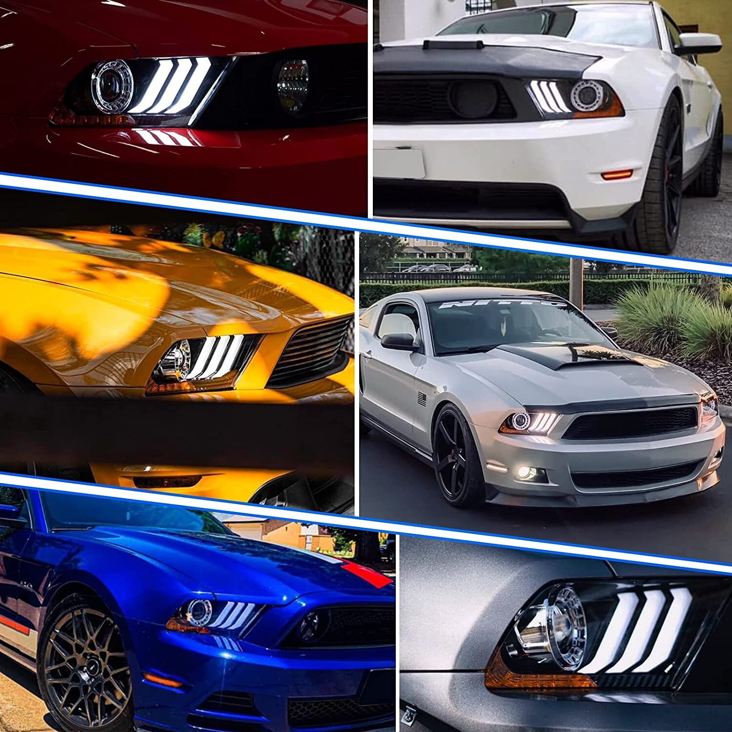for 2010-2012 Ford Mustang Projector Headlights LED Sequential DRL Front Lamps