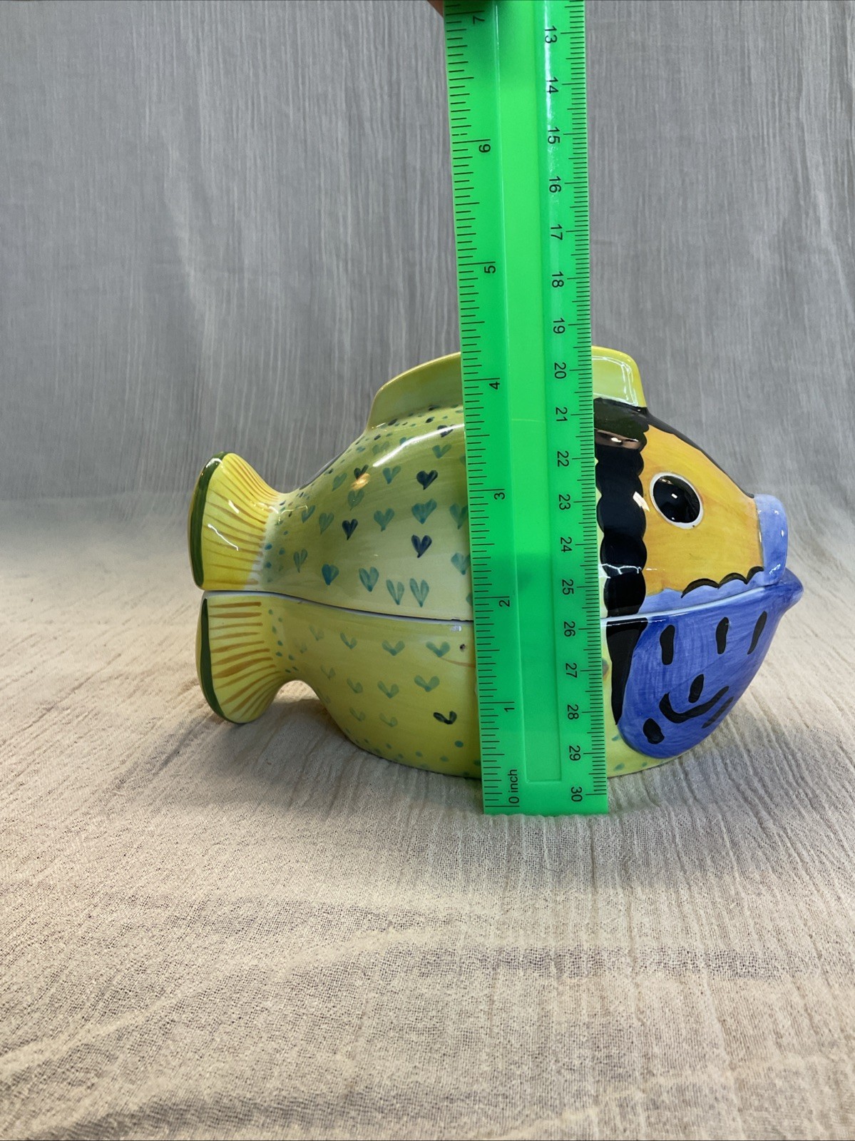 Fish Shaped Studio Nova Trinket Box. Bright & Colorful. Ceramic. Bathroom.