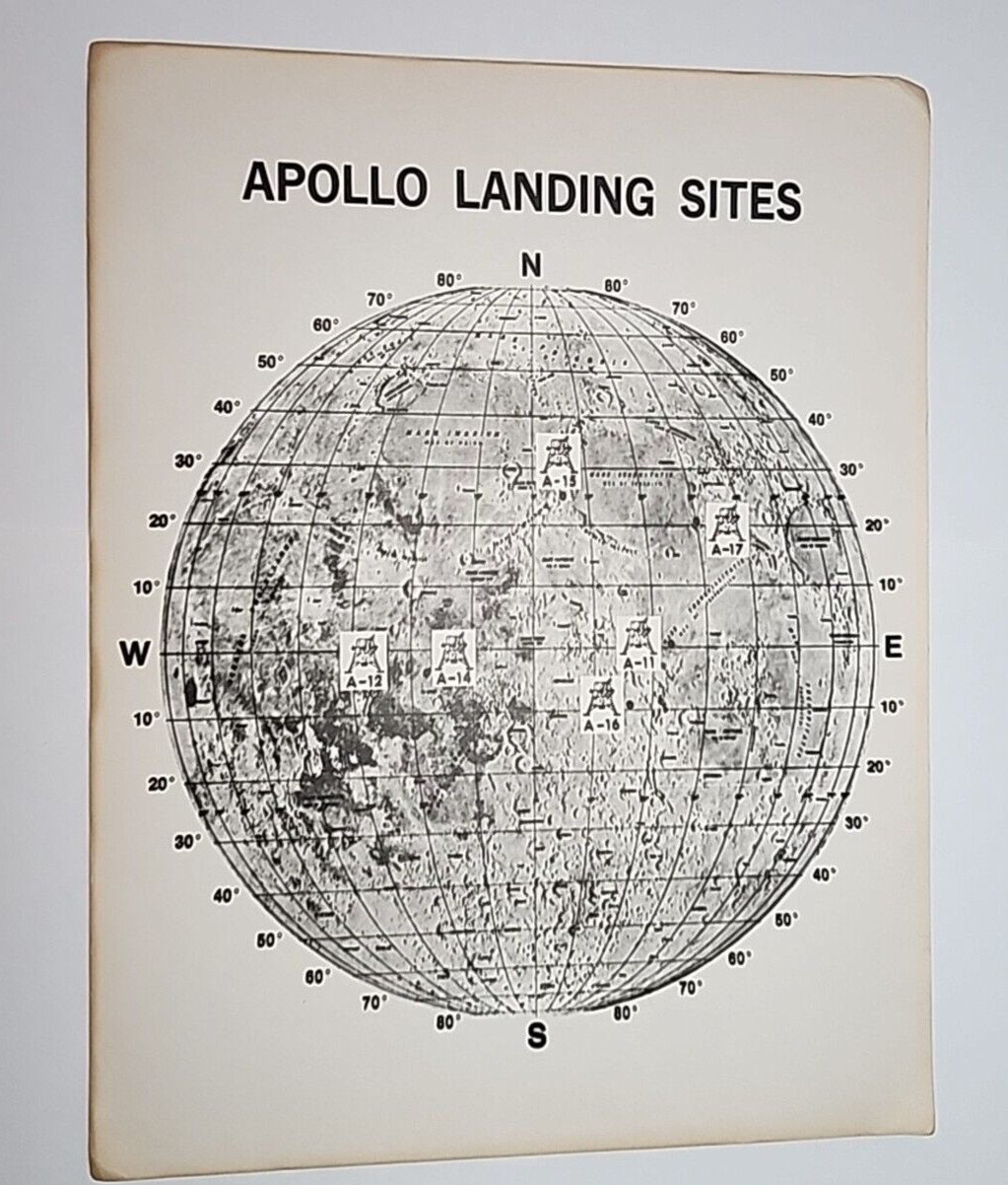 1972 NASA Apollo Landing Sites Lithograph Artist Conception Moon Surface JJP 94