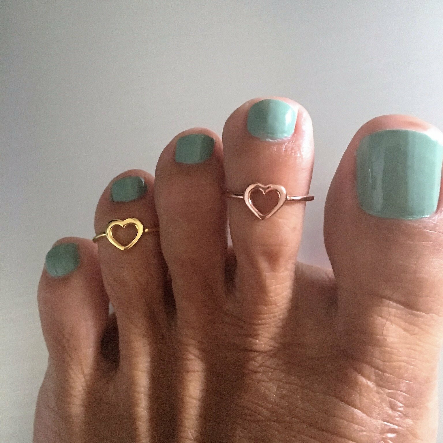 Gold Over Sterling Silver Heart Toe Ring, Silver Ring, Heart Ring