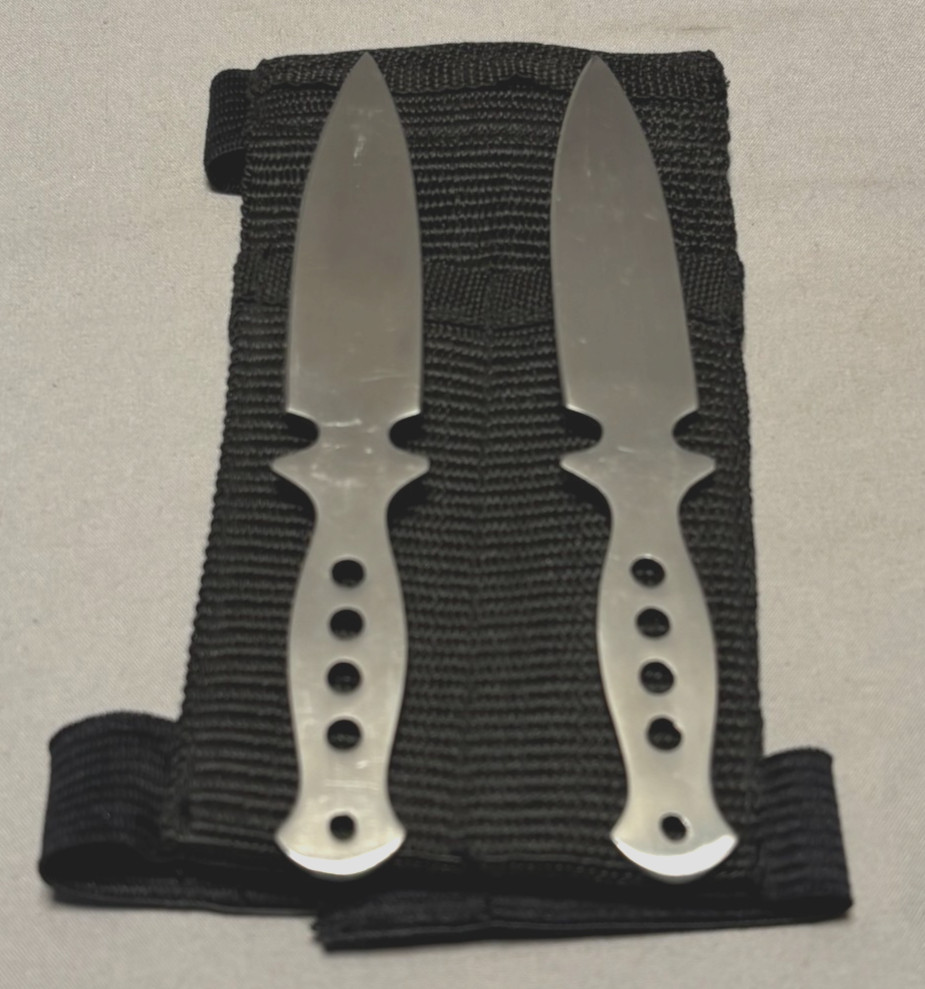 Tactical 5" 2pc Throwing Knives Set w/ Wrist Strap Sheath