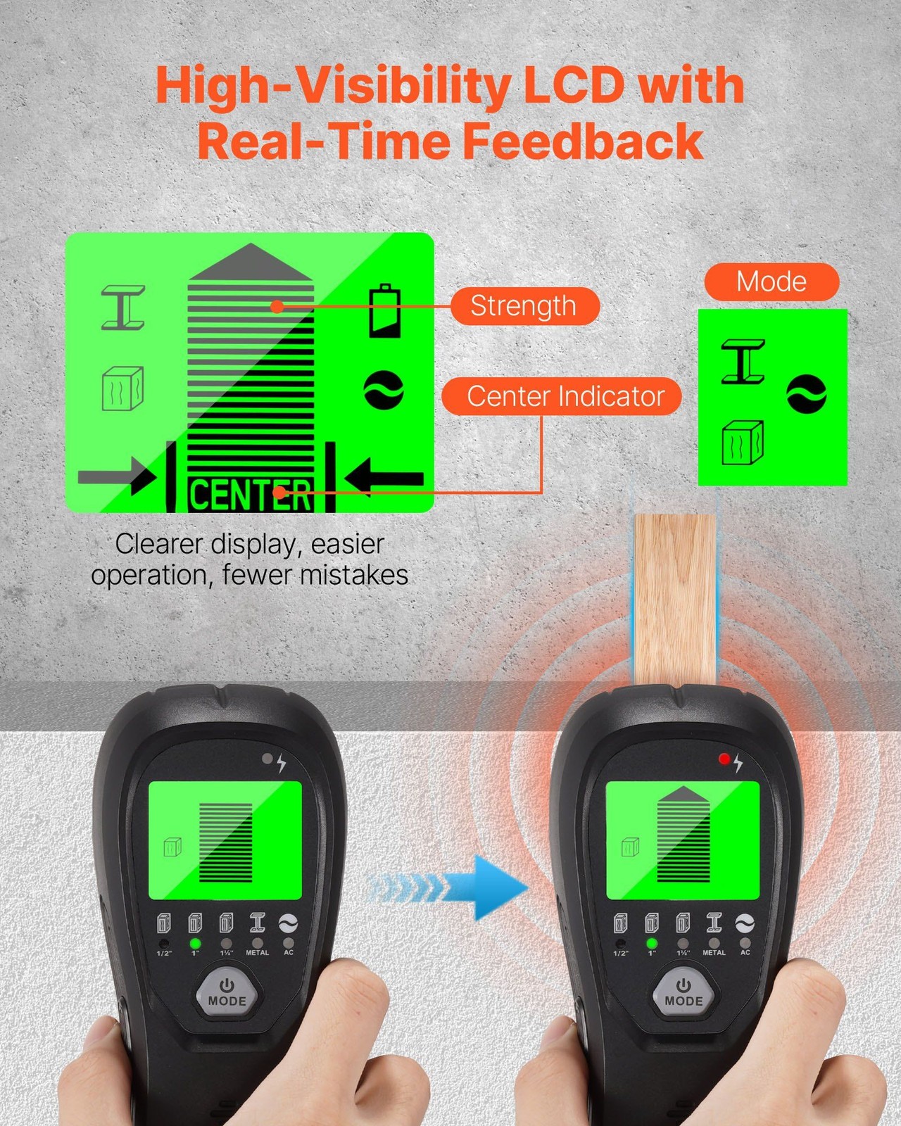 LCD Wall Detector with Audio-Vision Alerts for Metal Objects