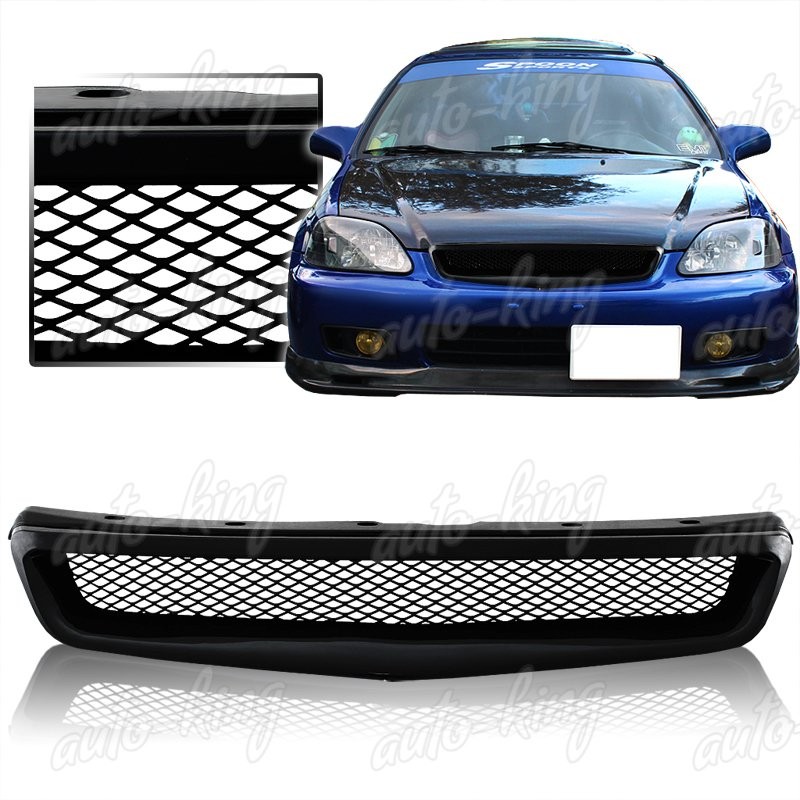 JDM TYPE-R STYLE ABS BLACK FRONT HOOD BUMPER GRILLE GRILL FIT 99-00 HONDA CIVIC