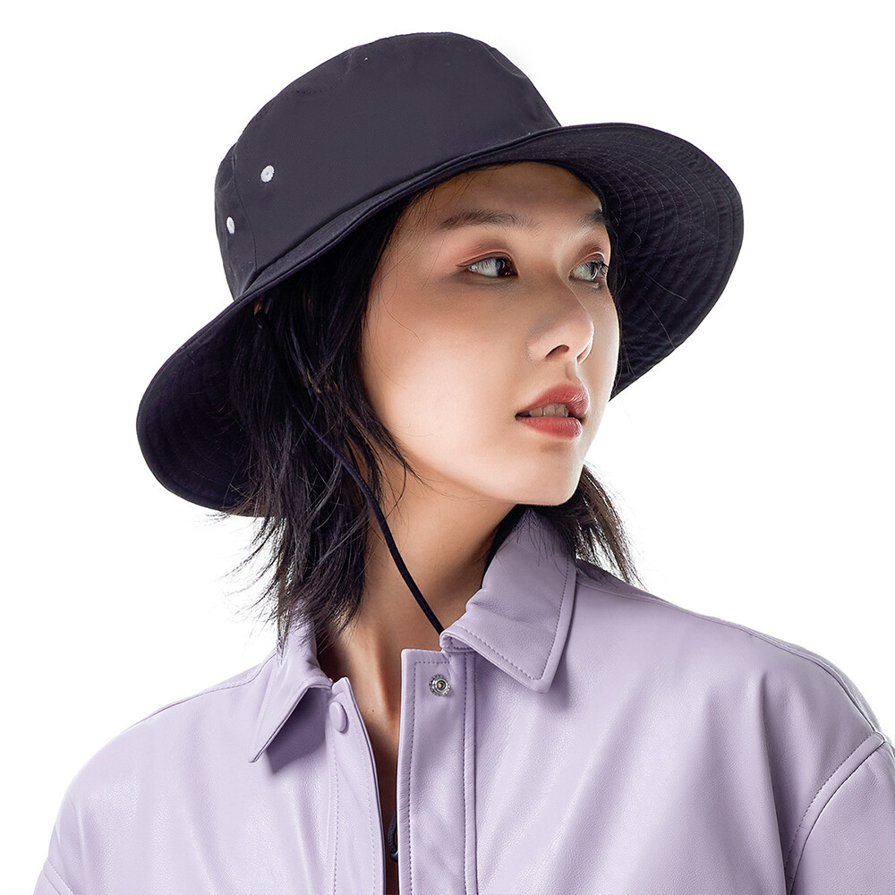 2 Pcs Black Bucket Hats Women's Wide Brim Sun Cap Fishermen UV Protection UPF50+