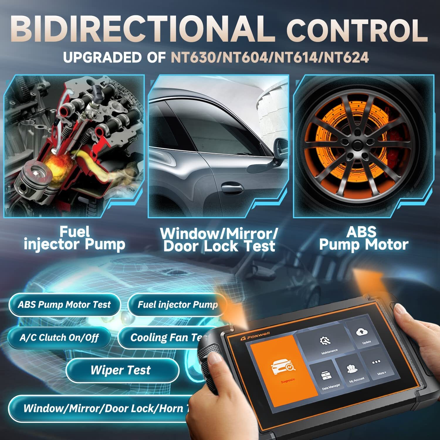 NT809 All System OBD2 Scanner Code Reader Bidirectional ABS SRS Diagnostic Tool