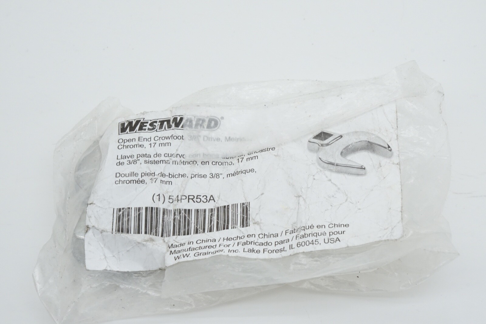 New Genuine WESTWARD 54PR53 17mm Crowfoot Wrench 3/8" Drive Ships FREE