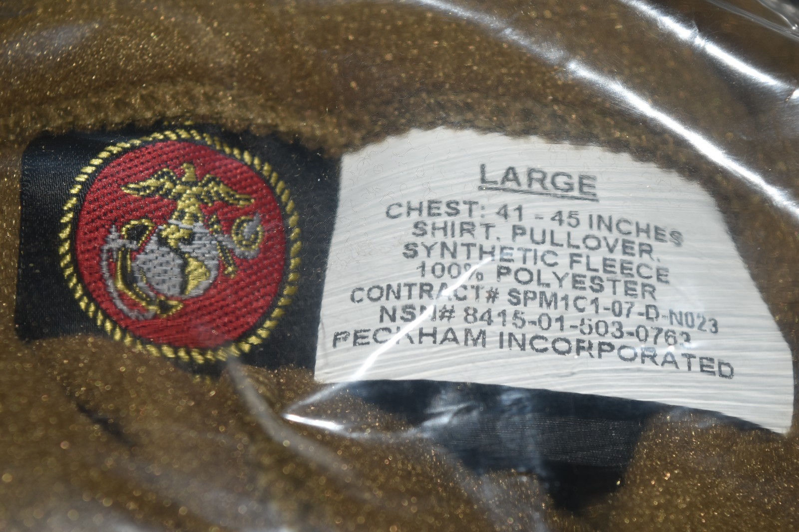 USMC Coyote Fleece Pullover Polartec Size: Large