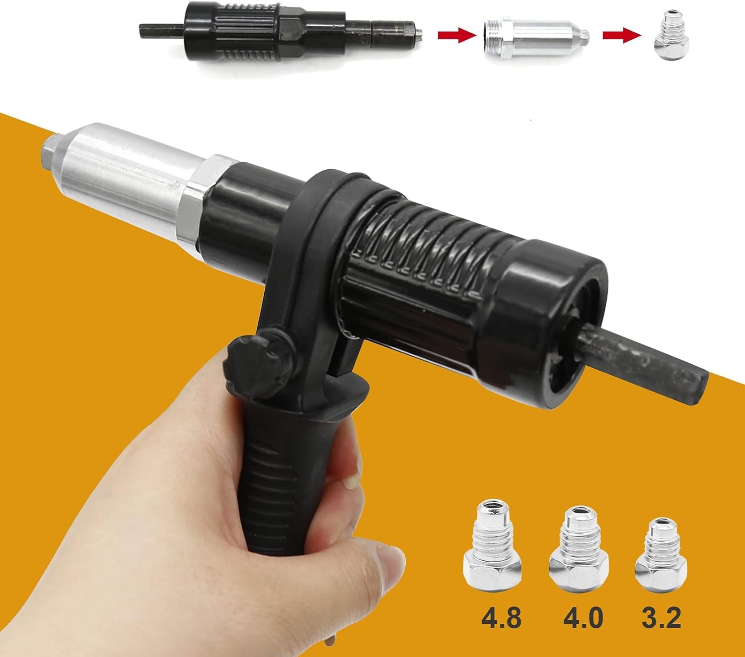 Pop Rivet Gun Tool Drill Attachment Power Kit Cordless...