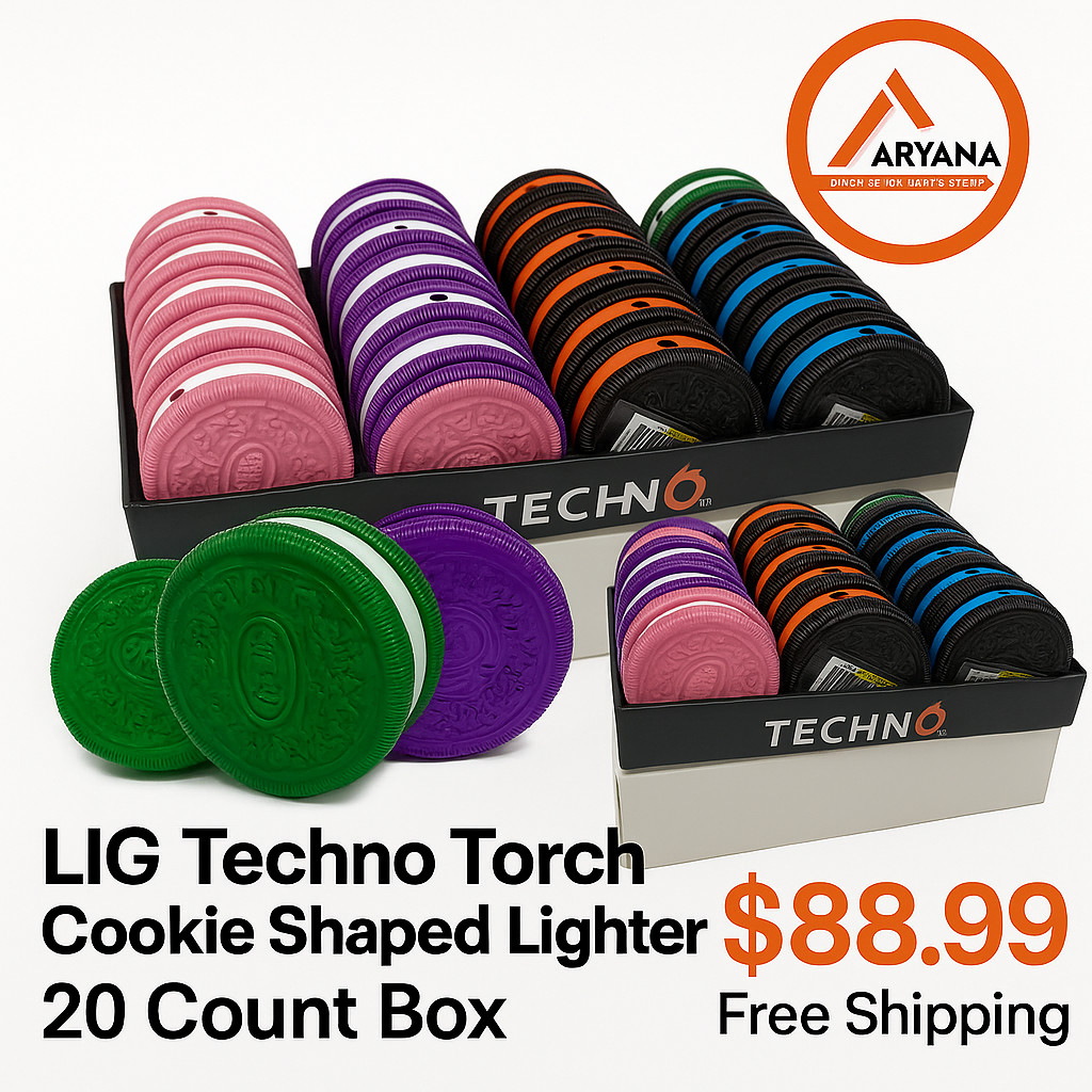 LIG Techno Torch Cookie Shaped Lighter – 20 Count Box | Mixed Colors
