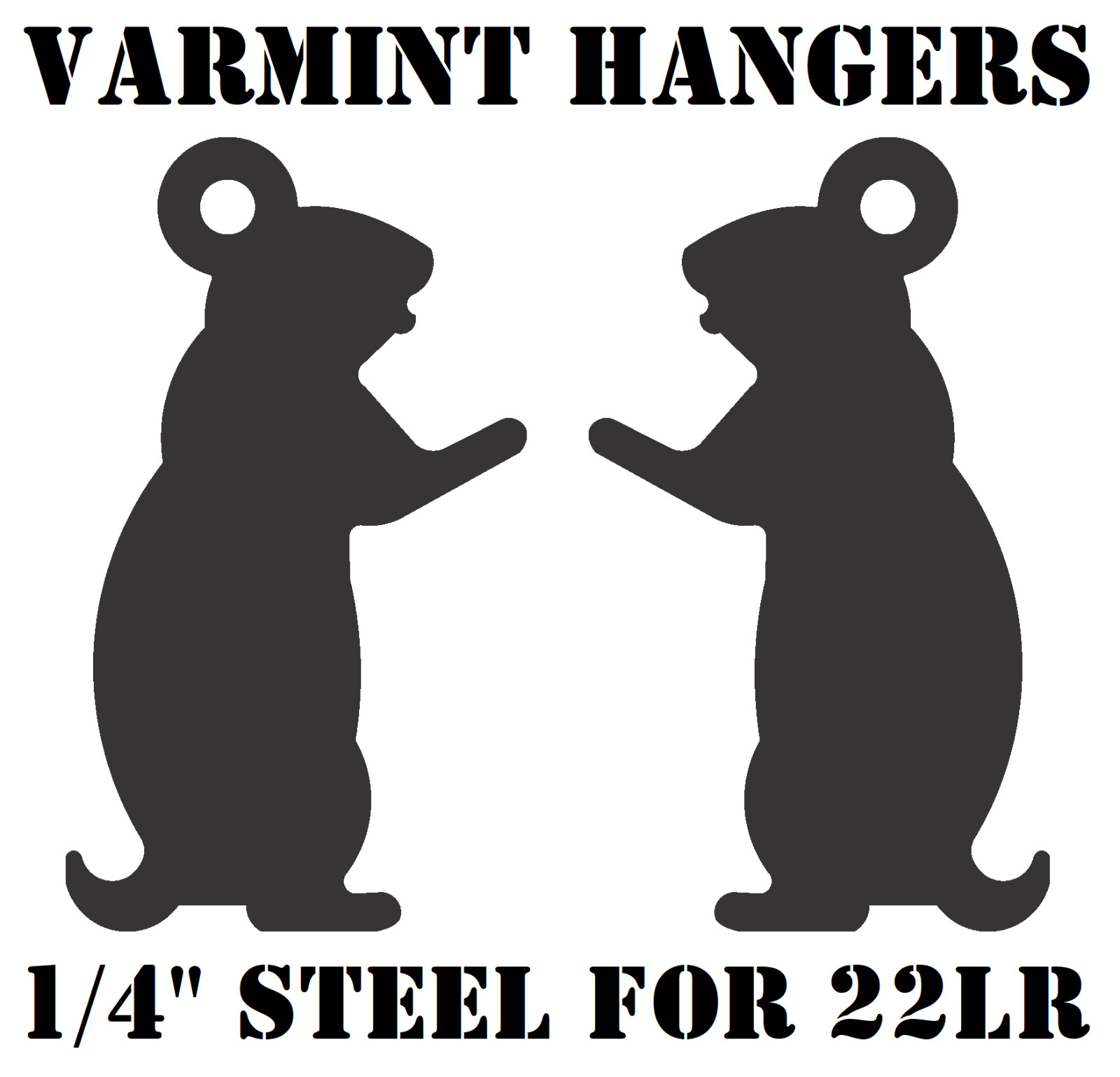 1/4" 22LR Steel Shooting Targets 2pc Prairie Dog Varmint Silhouette Hangers
