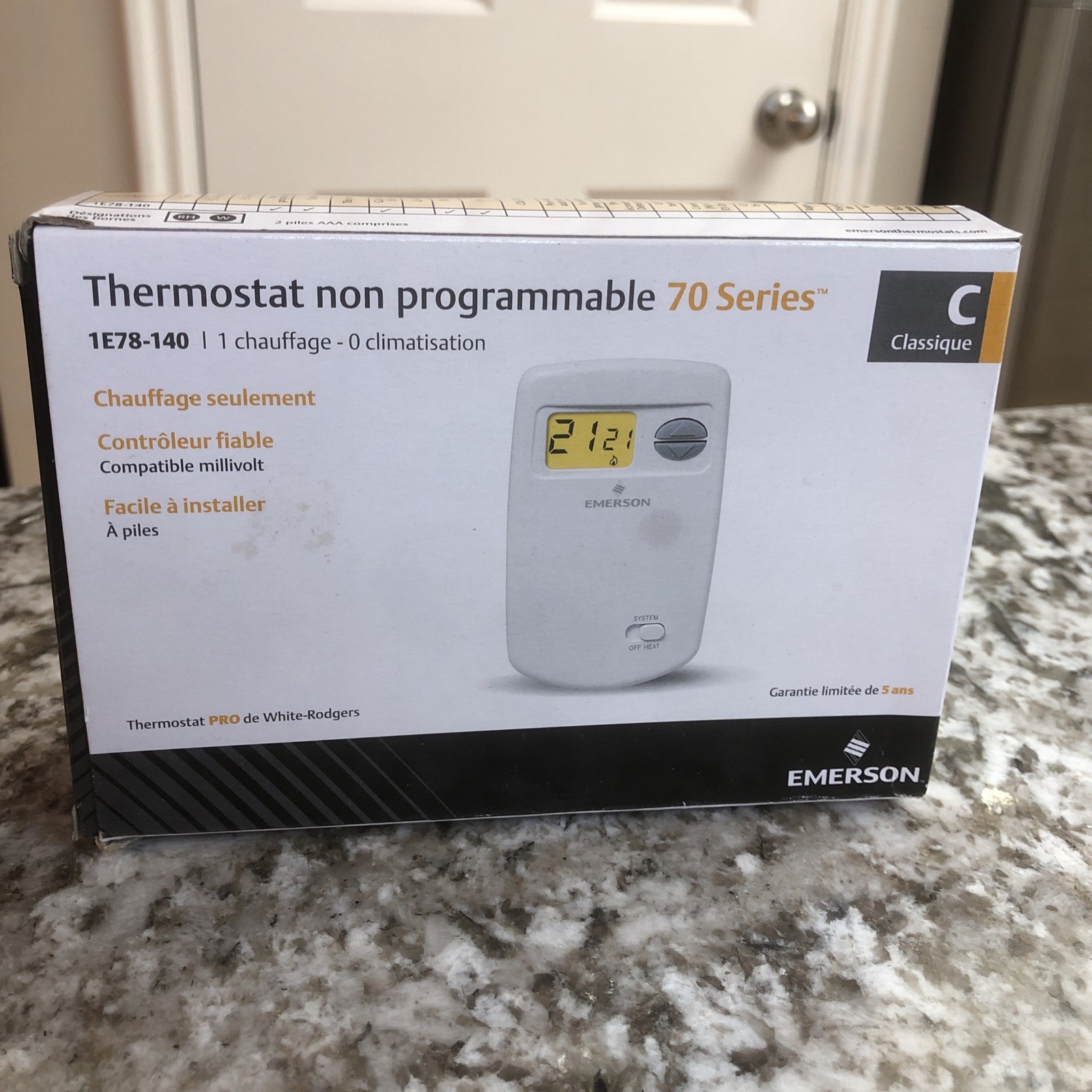 Emerson 1E78-140 White Rodgers 70 Series Non-Programmable Heat Only Thermostat