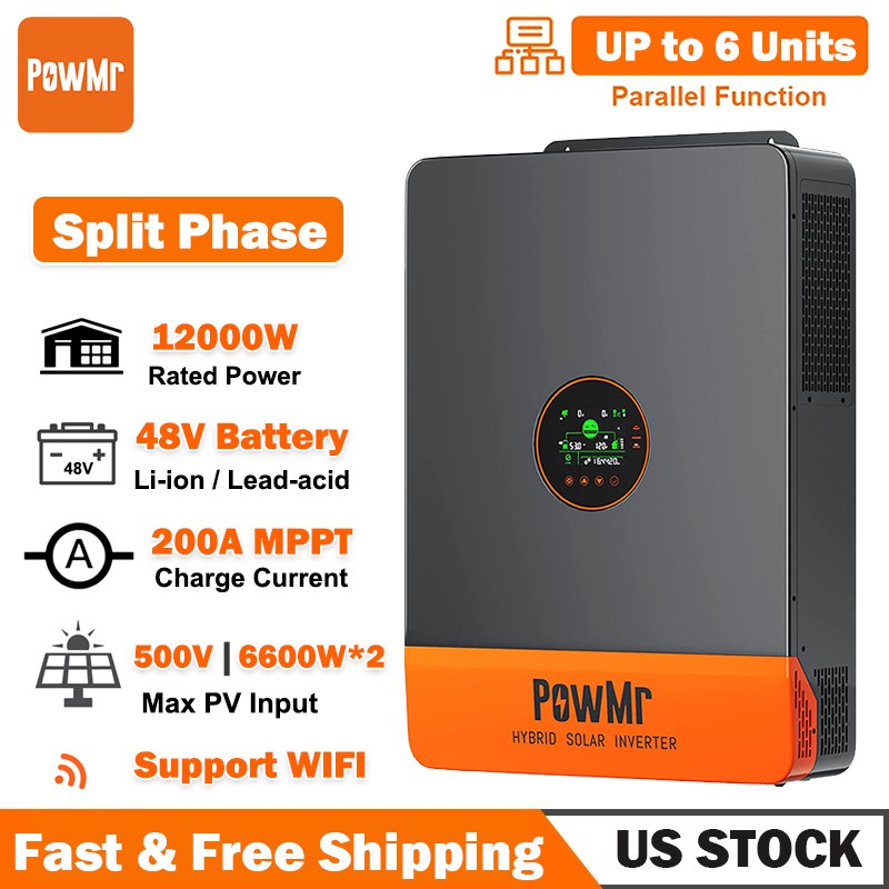 12KW 48V 110V/220V Split Phase Solar Hybrid Inverter 200A MPPT Solar Controller