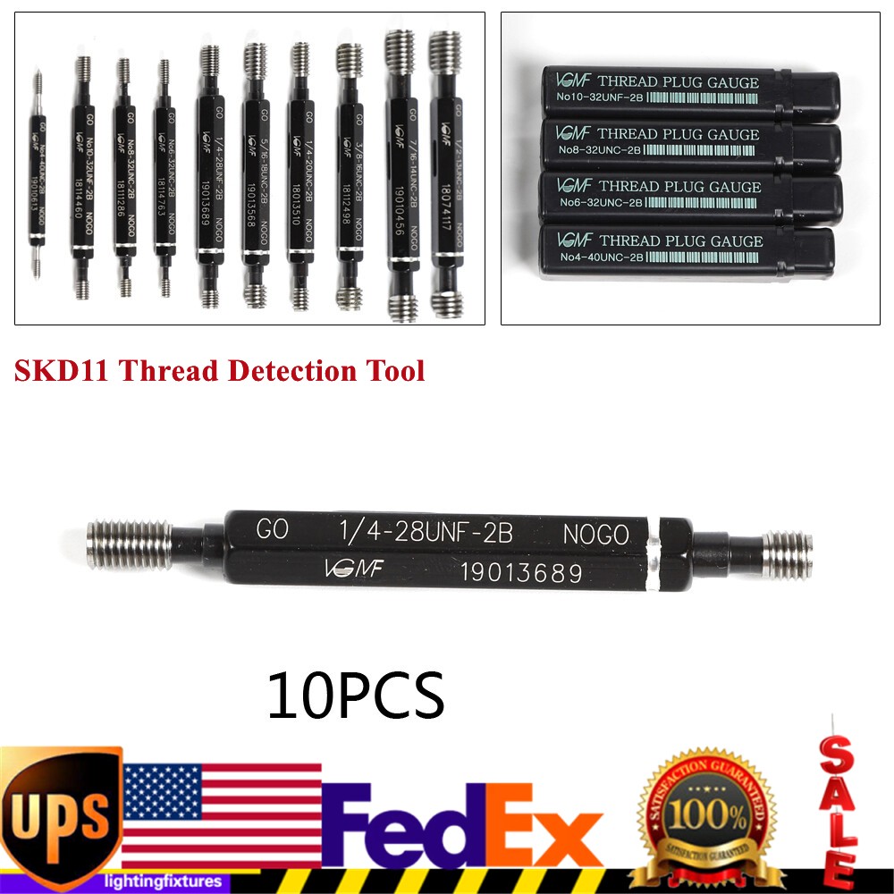 10 Pc Skd11 Thread Detection Tool Double End Thread Plug Gauge Go & No Go