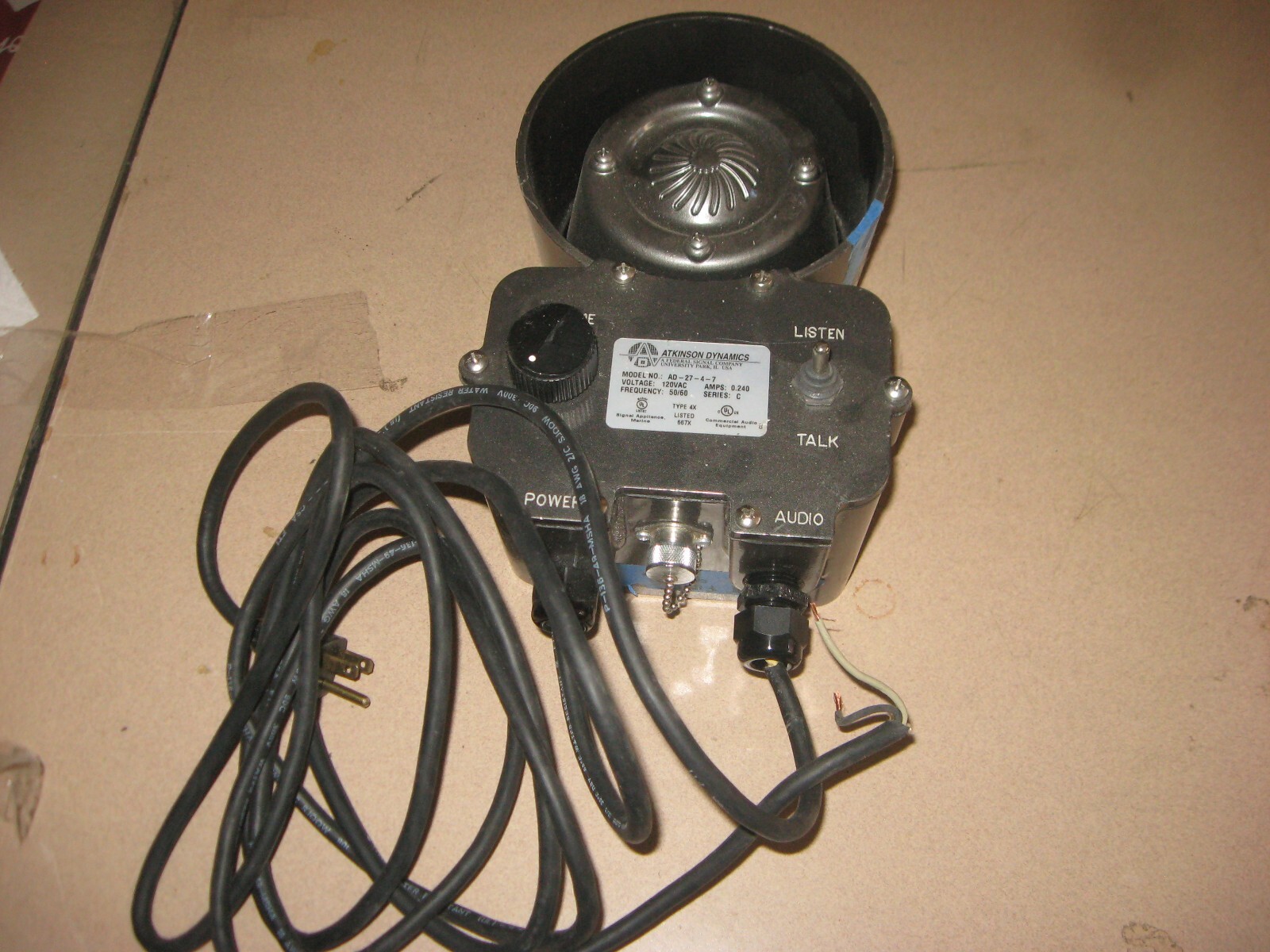 ATKINSON DYNAMICS INDUSTRIAL INTERCOM 27 C 4
