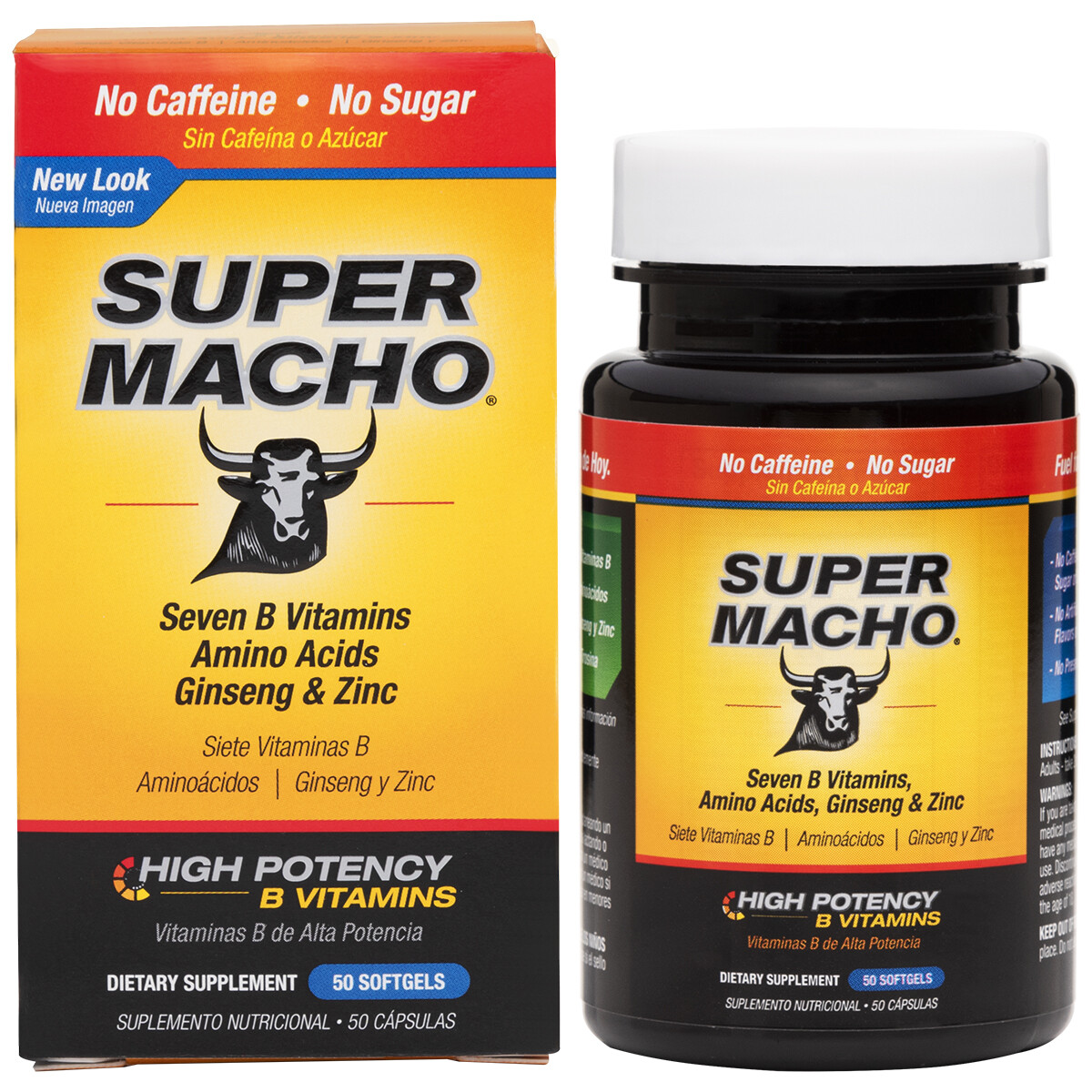Super Macho with Zinc, Ginseng and High Potency B Vitamins, 50 softgels,  8/2027