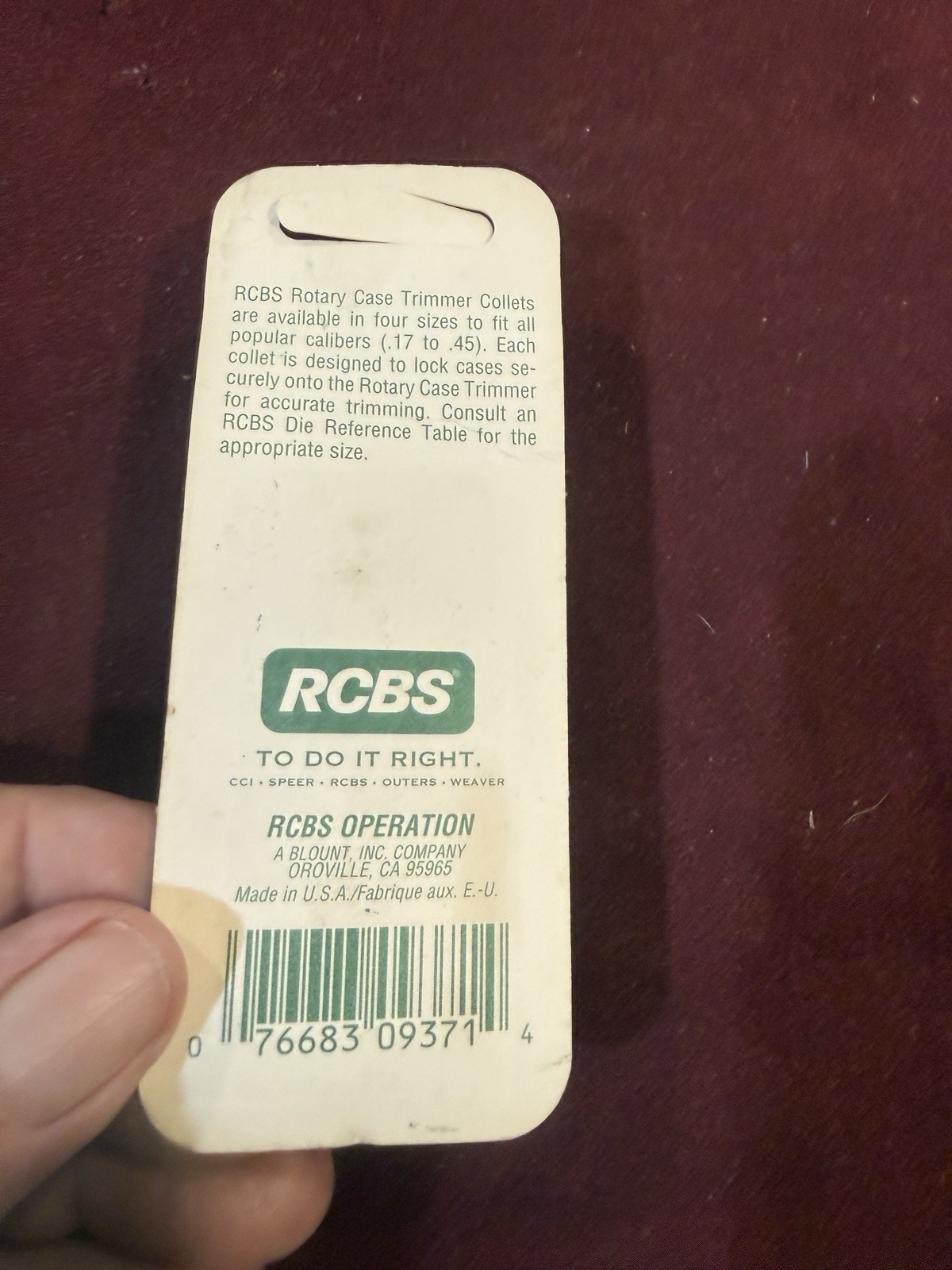 RCBS Case Trimmer Collet #01-(09371) New !!!!