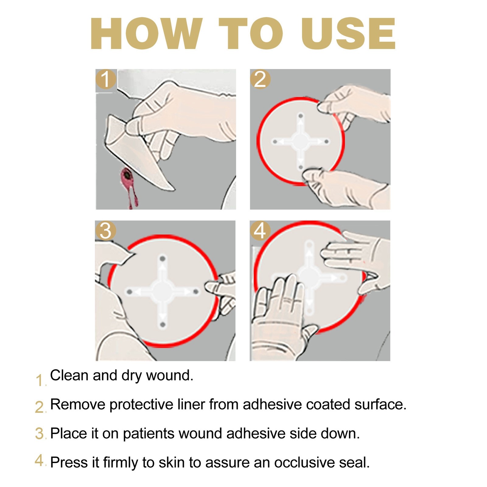 12 PCS Hemostatic Patch Transparent Super Sticky Emergency Chest Seal Patch NY