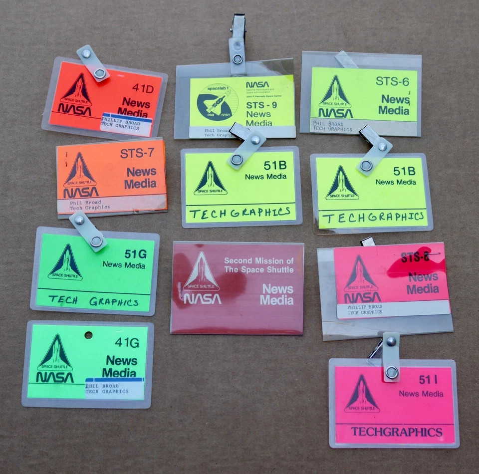 11 NASA News Media Press Badge Pass Lot Space Shuttle Mission Launch STS-6 51B