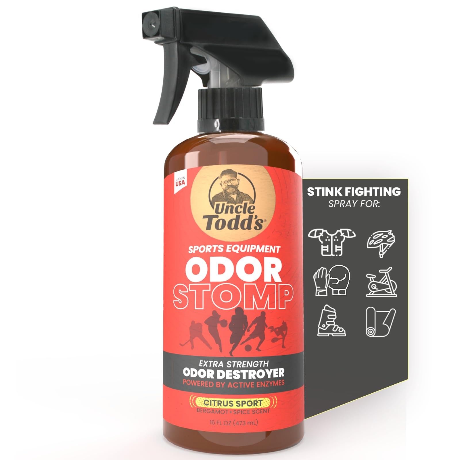 Uncle Todd’s Odor Stomp Sports Equipment 16 Fl Oz (Pack of 1), Green