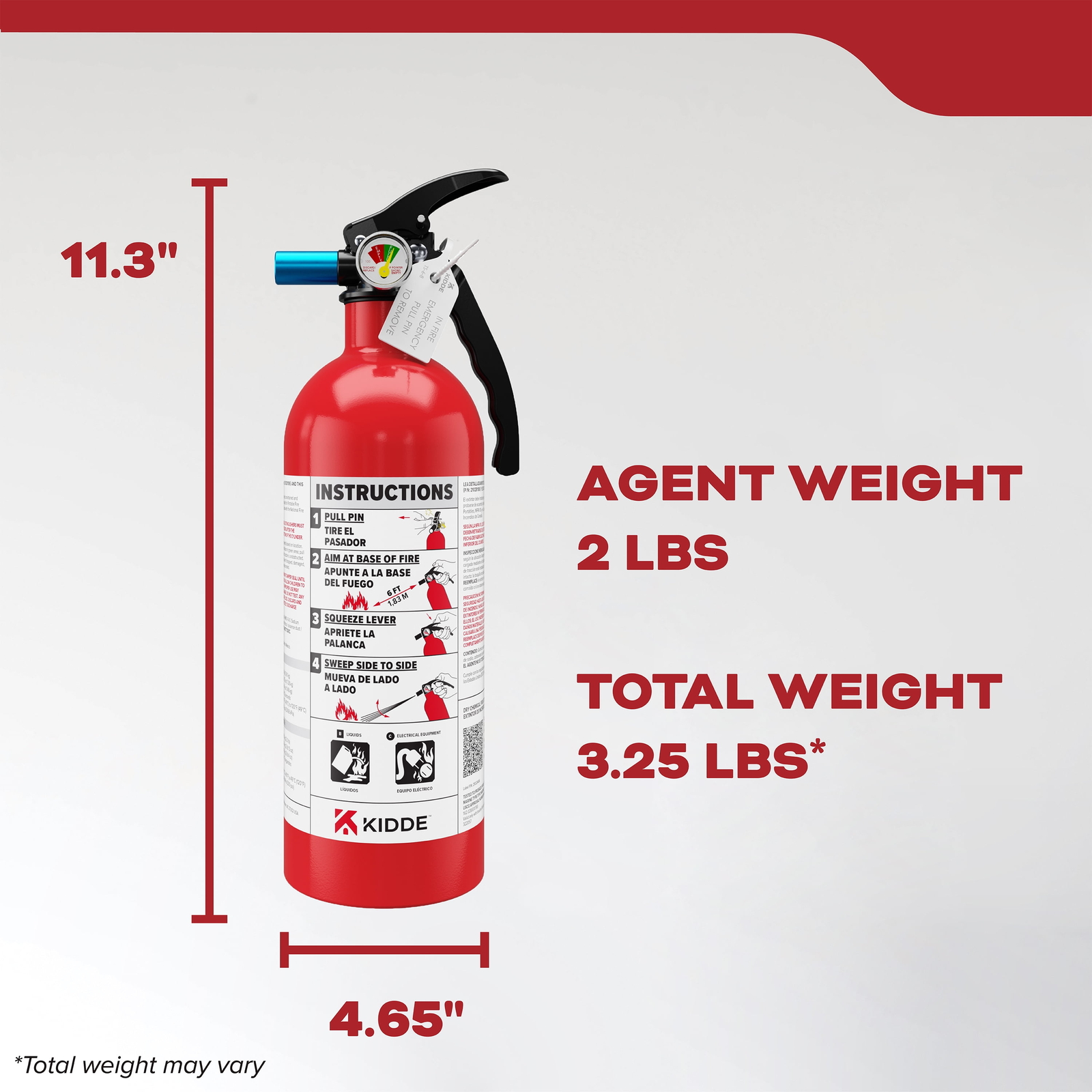 Kidde Auto Fire Extinguishers, Metal Red, 3.15 lb