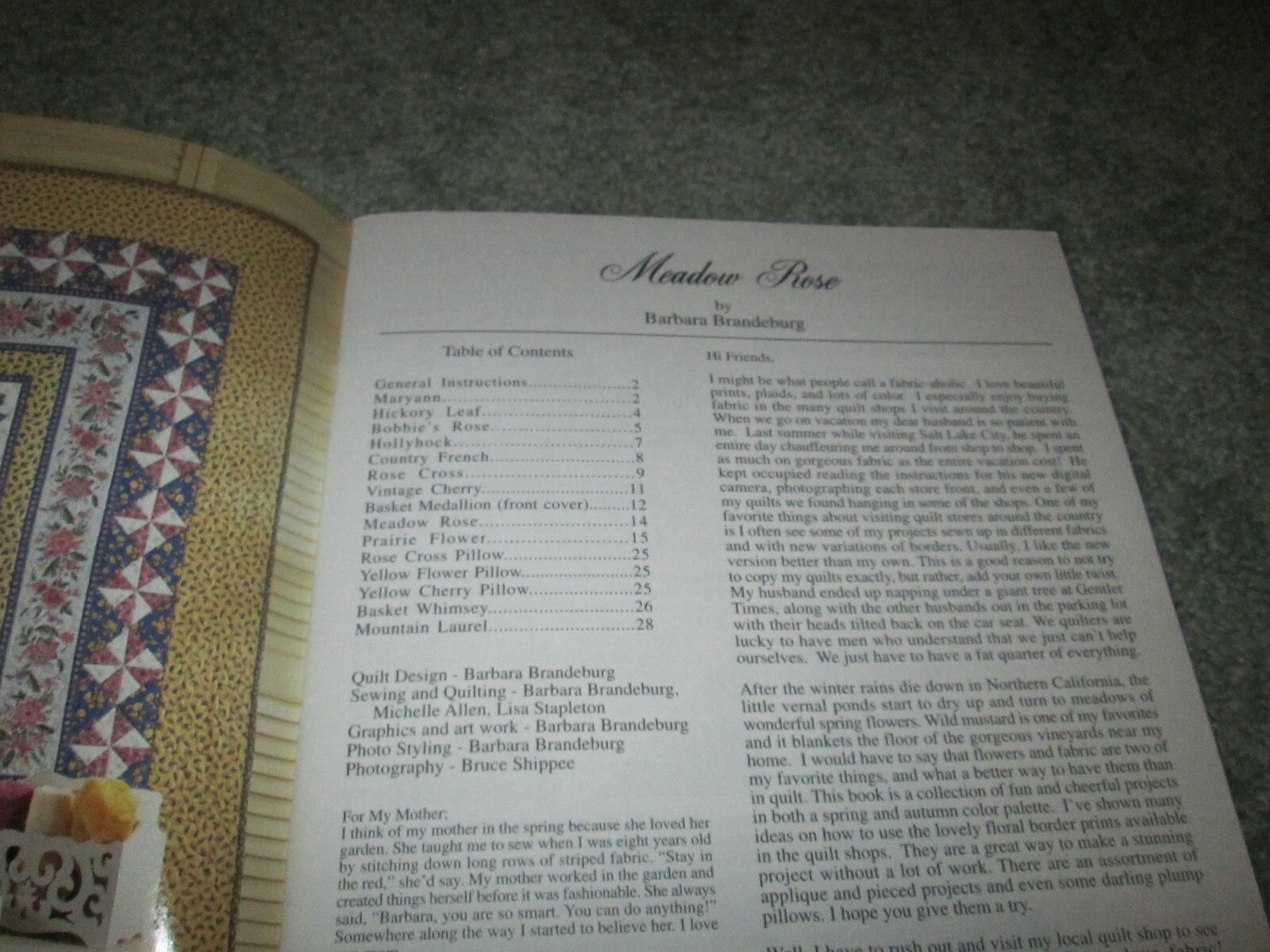 NEW RARE CABBAGE ROSE "MEADOW ROSE" QUILT PATTERNS BOOK 2001