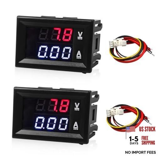 2 PCS 0.28" Digital Voltmeter Ammeter, DC 0-100V 10A Amp Volt Meter Gauge with