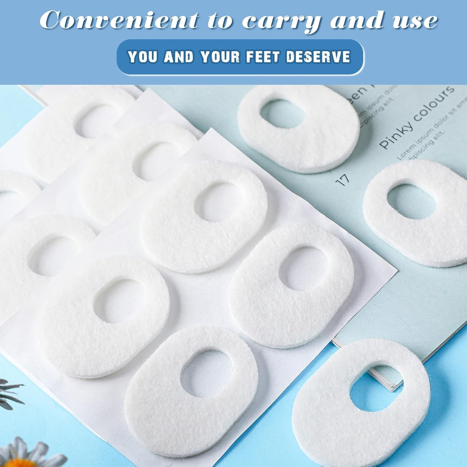 WILLBOND 48 Pack Callus Pads Soft 1/4" Thick Oval Shape Corn 1/8" White
