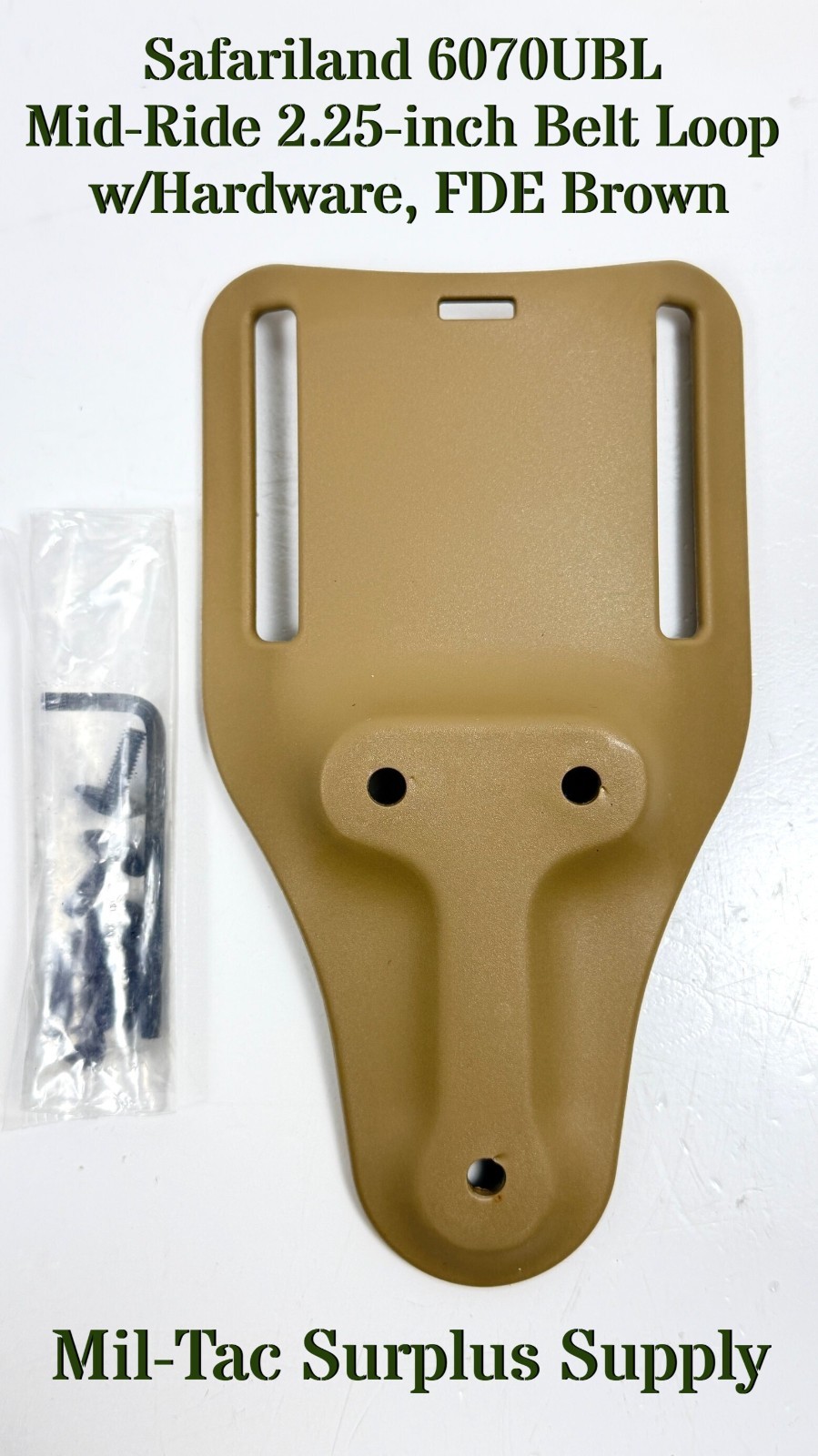 Safariland 6070UBL Mid-Ride 2.25-inch Belt Loop w/Hardware FDE Brown