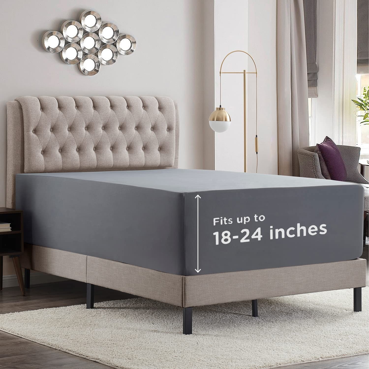 Twin XL Fitted Sheet Charcoal Grey Extra Deep Pocket Soft Microfiber 39 x 80