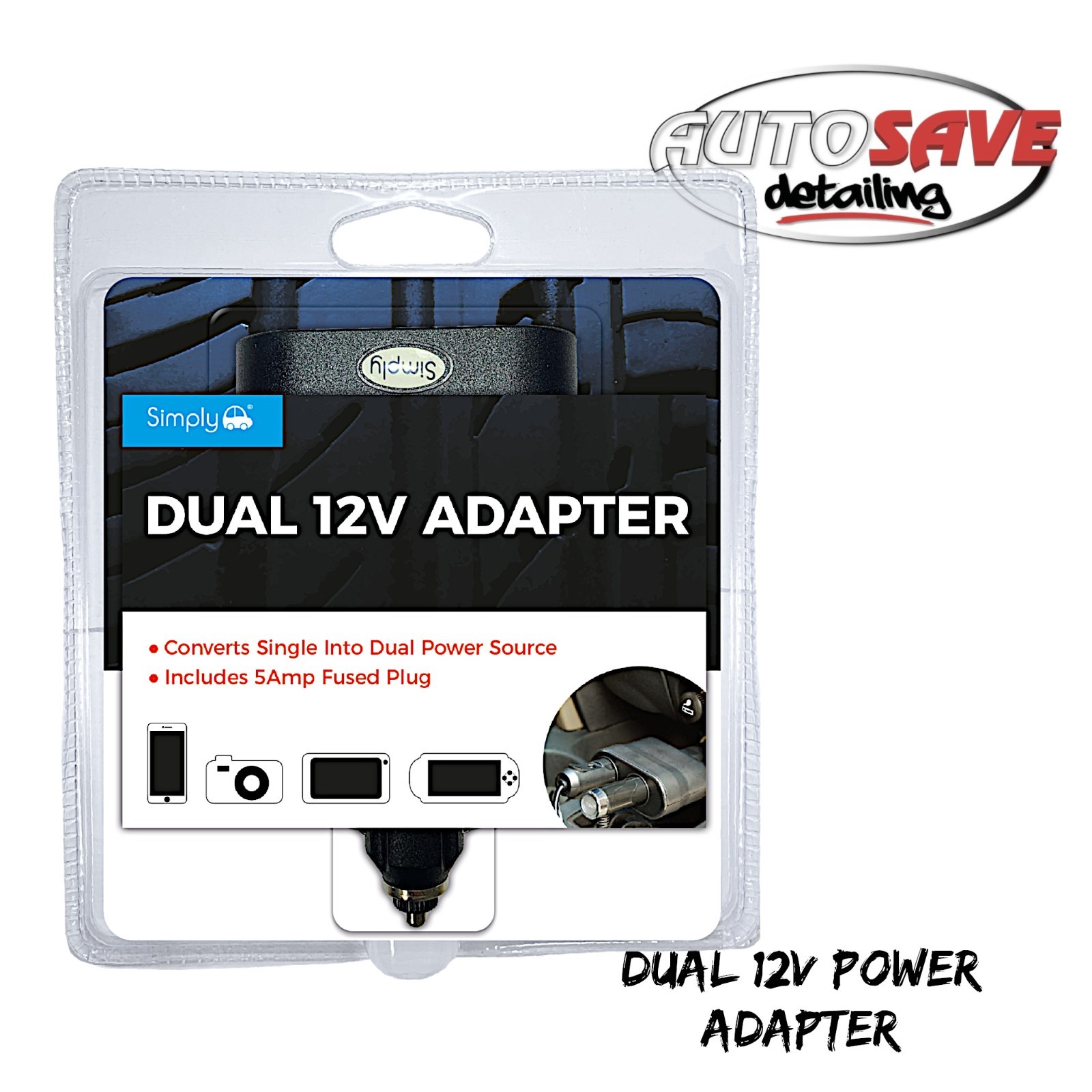 Simply - Dual Power Adapter |12V |Smartphones |Sat Navs |Cameras