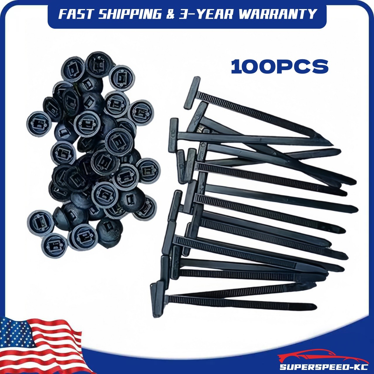 100PCS Nylon Cable Tie Buckle Heavy Duty Self Locking Zip Tie Holder