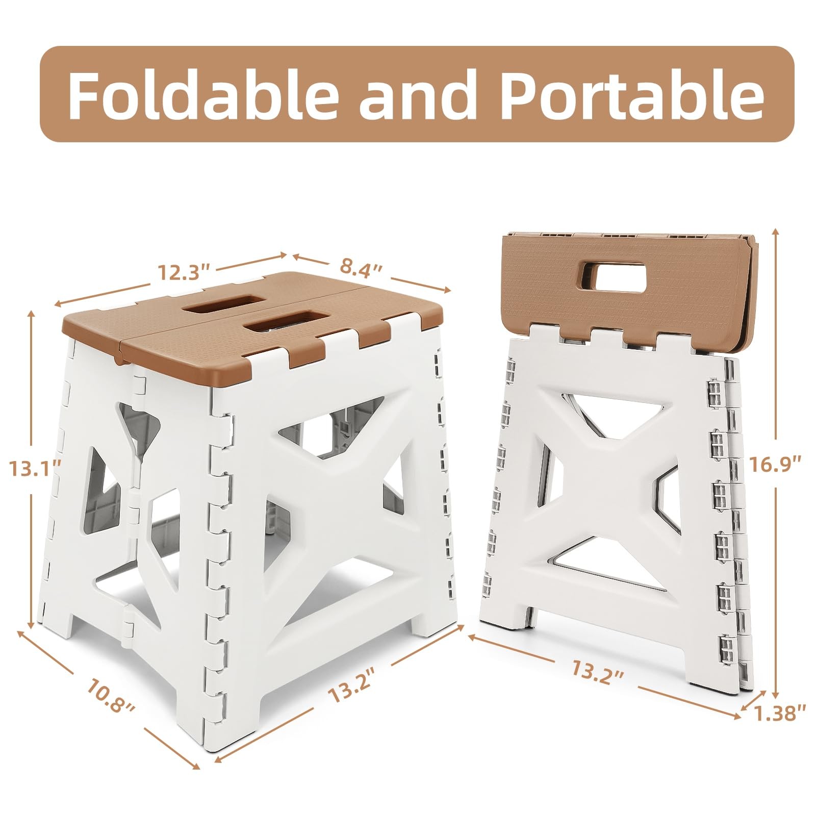 neotidy Foldable Step Stool (1 Pack), 12.9” Tall up 12.9 Inches, Dark Brown