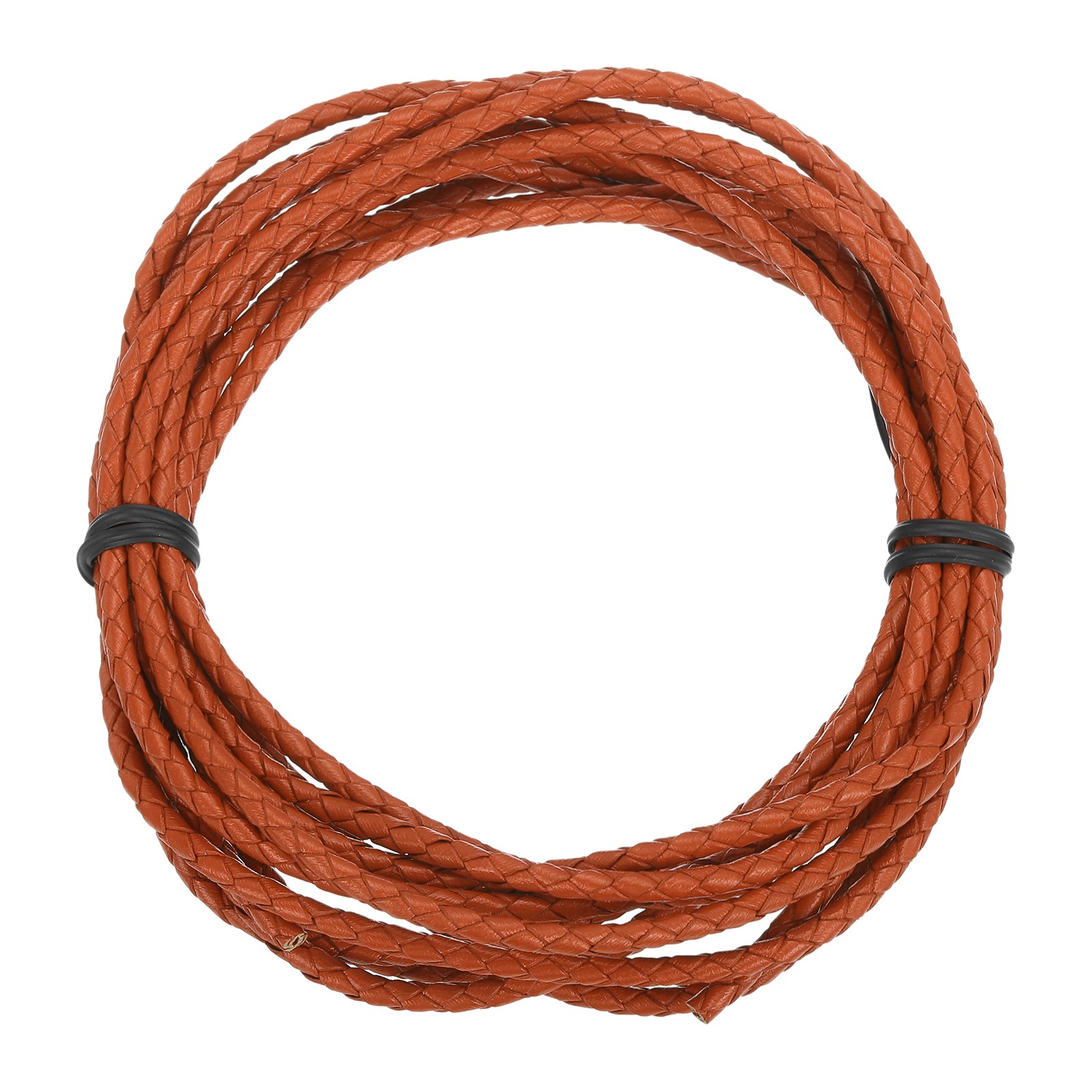 Braided Leather Cord, 3 3.3 Yard for Jewelry Making, Orange Red, 3 meters