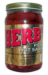 Herb's Pickled Hot Sausage 16oz 1 Pound (Pack of 1)