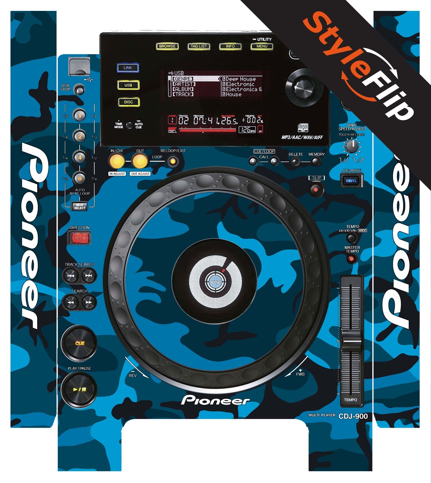 Pioneer CDJ-900 Skin | Camo Blue | Protective Decal | StyleFlip Skins