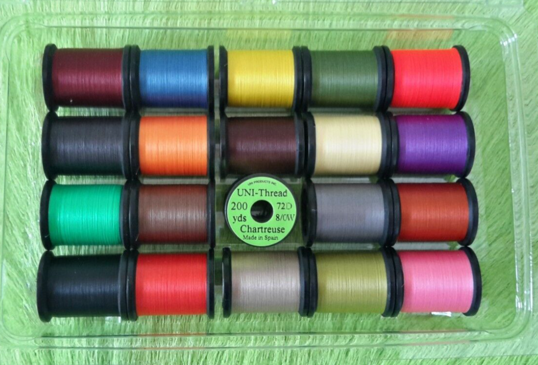 Fly Tying Thread Uni- thread (20) Spool Combo) Size 8/0 200 yard spools, 72 Den.