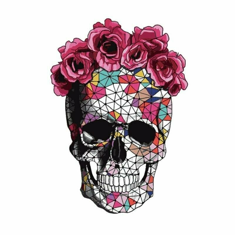 Flower Skull Iron-On Transfer