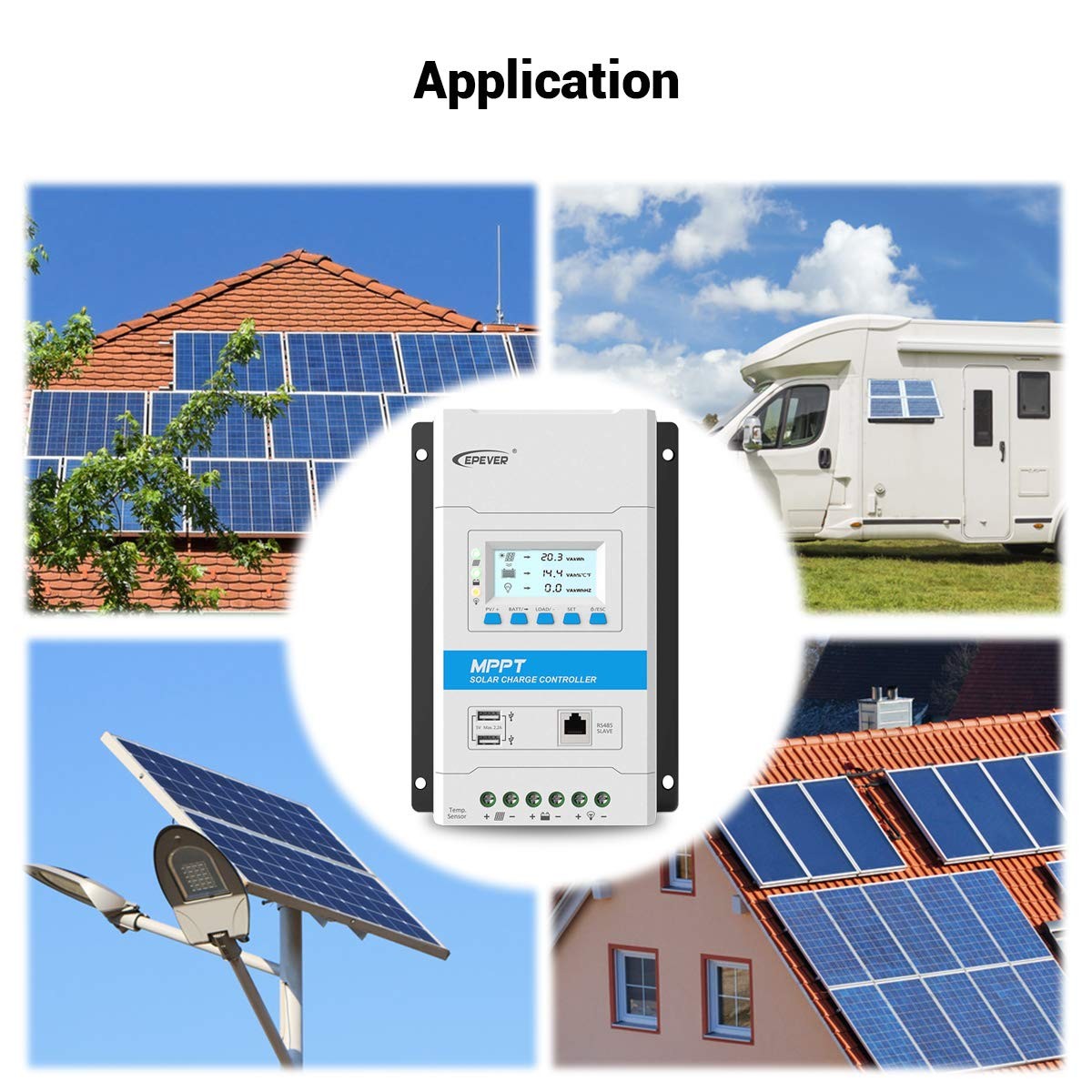 Epever 20A Mppt Solar Charge Controller 12V/24V Auto Solar Panel Charge