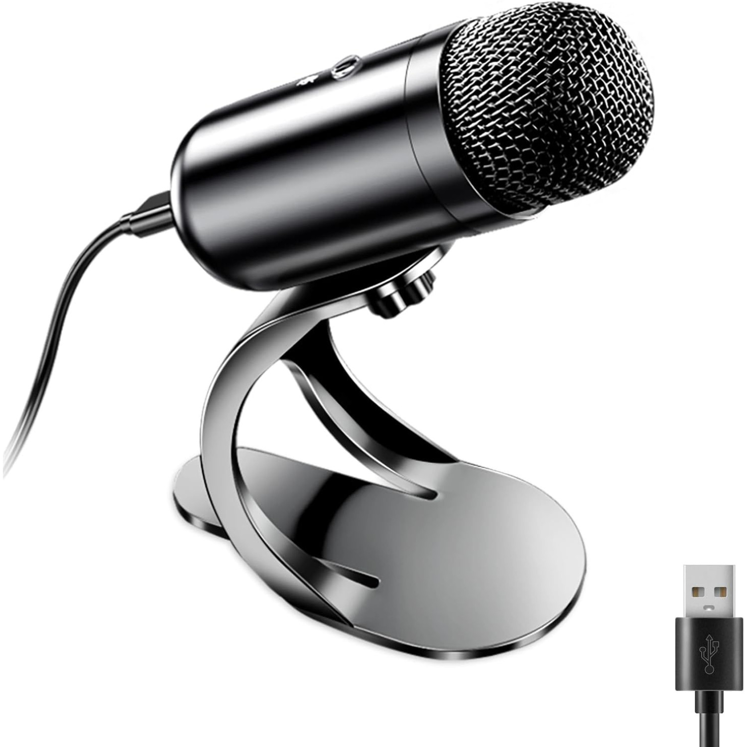 Podcast Microphone, USB Computer Microphone for Recording Streaming, Omnidirecti