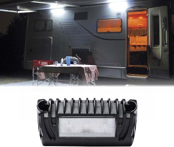 1Pcs LED Exterior Lights 12 Volt Exterior Awn Color: White Light-Black Housing